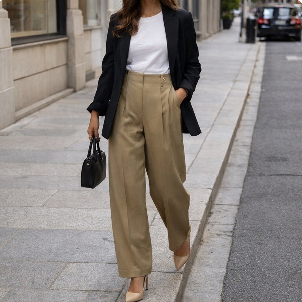 Elina Createur Wool High Waisted Lined 100% Wool Pants - Picture 1 of 12